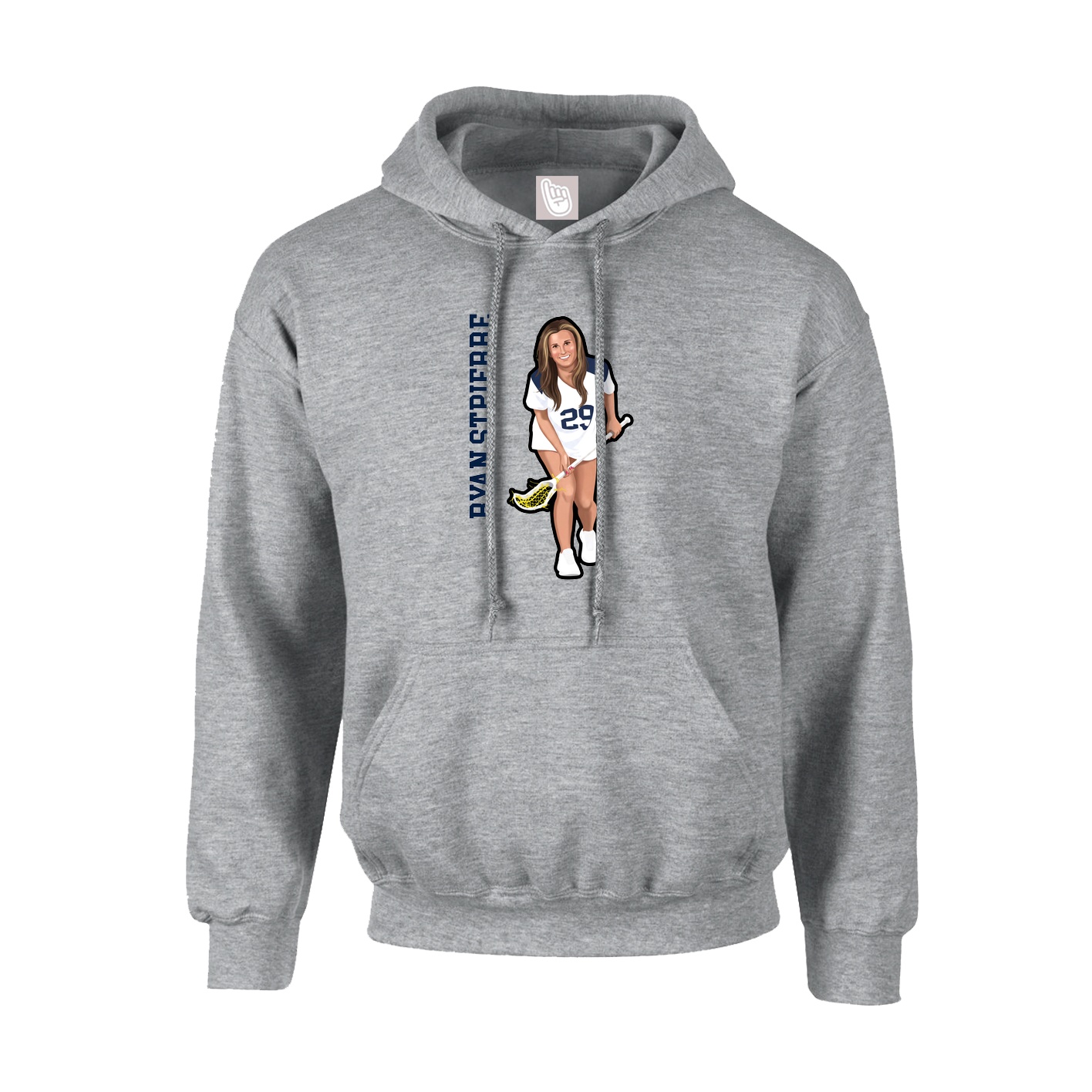 Youth Hoodie — Name Vertical in Grey