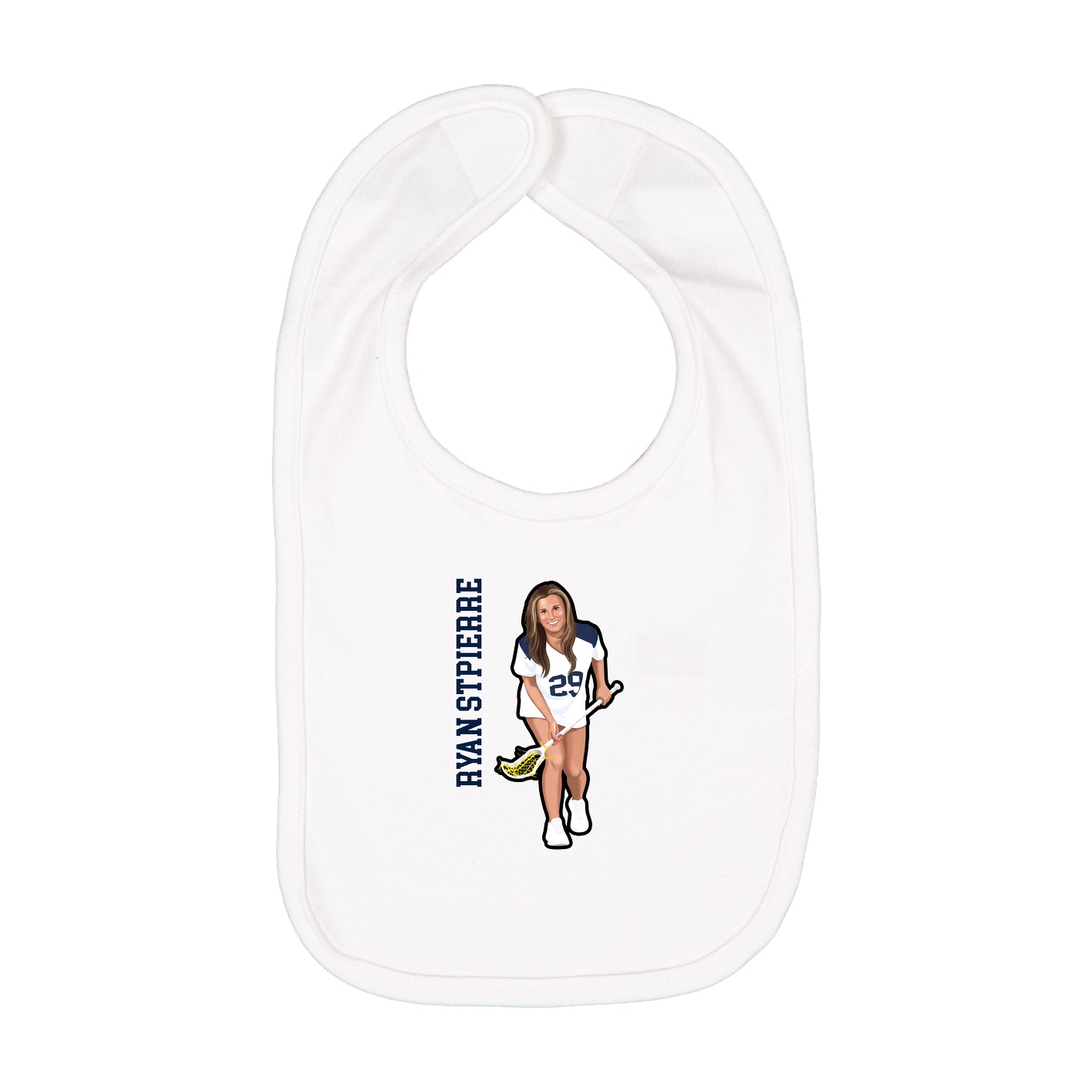 Infant Bib — Name Vertical in White