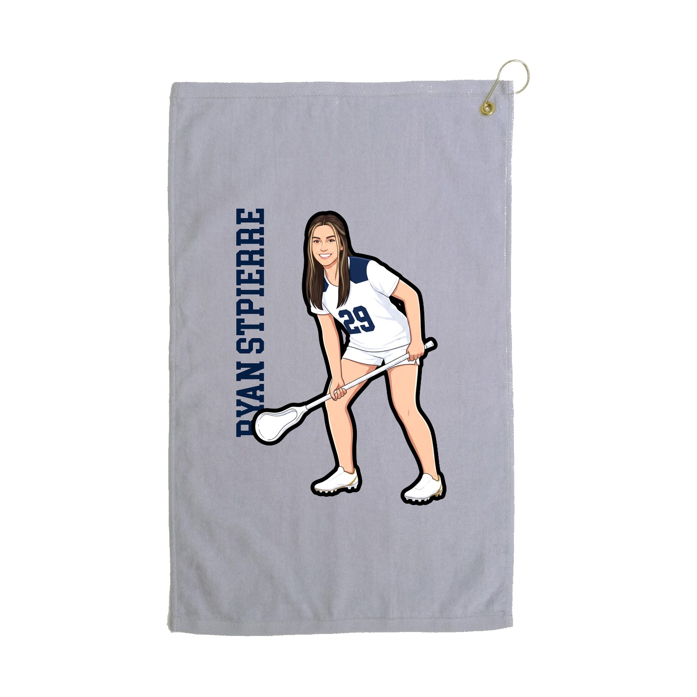 Golf Towel — Name Vertical in Grey