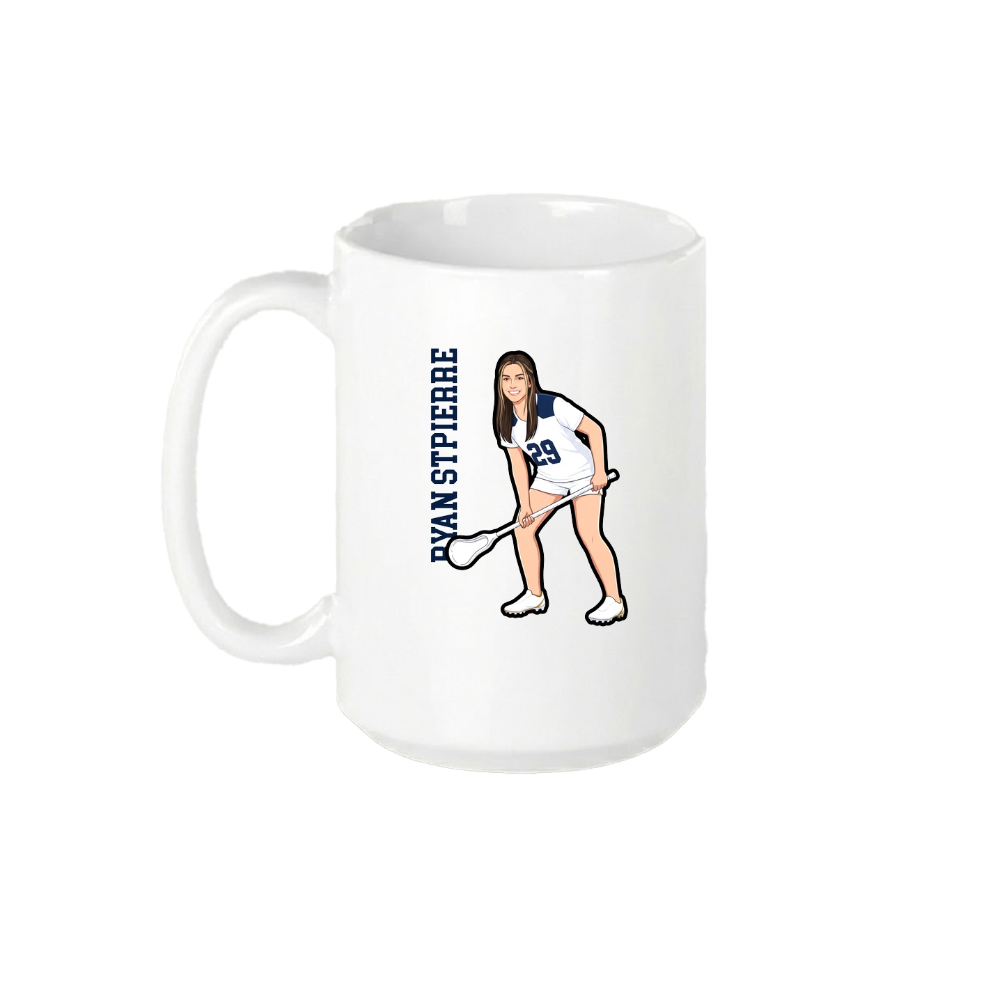 15oz Coffee Mug — Name Vertical in White