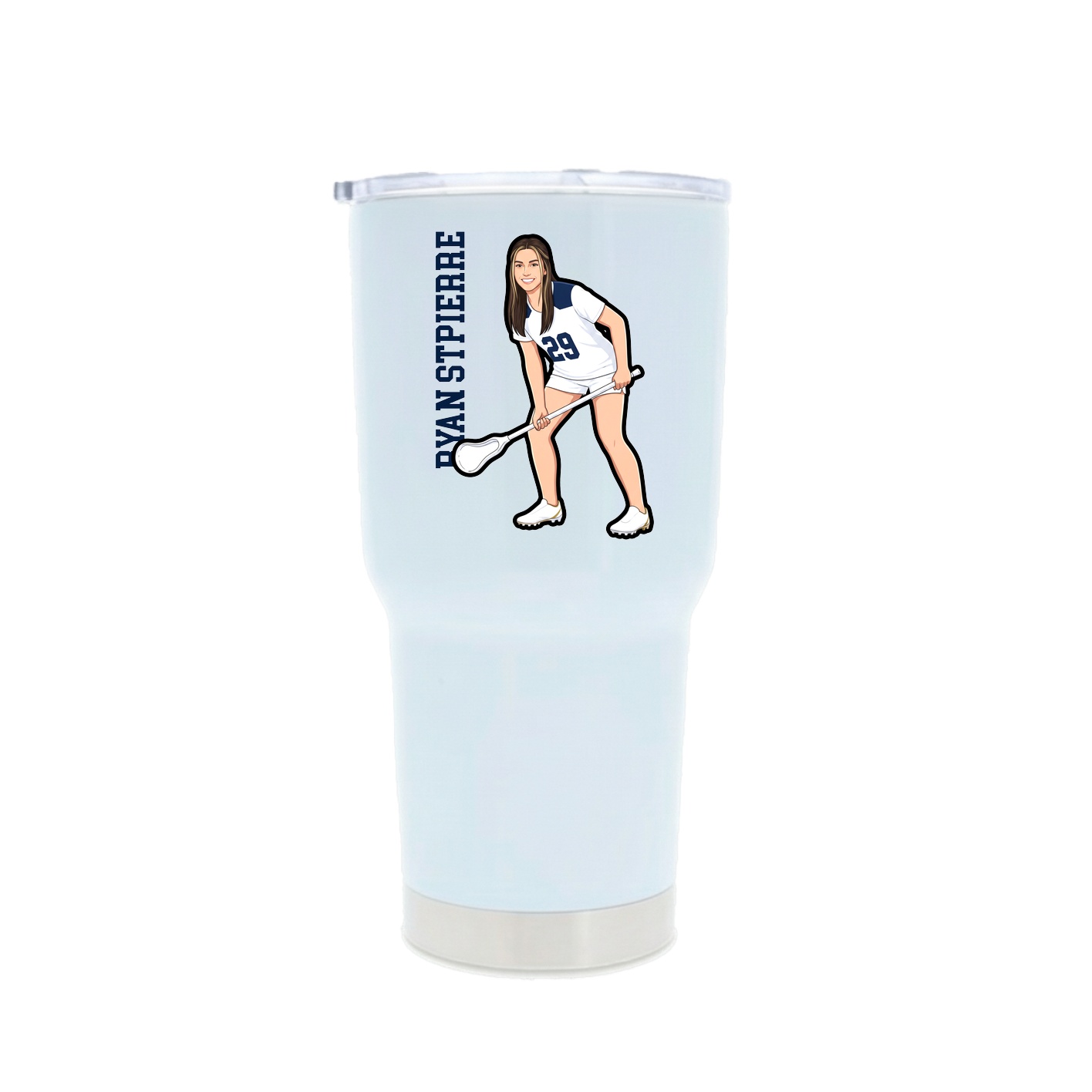 30oz Stainless Steel Tumbler — Name Vertical in White