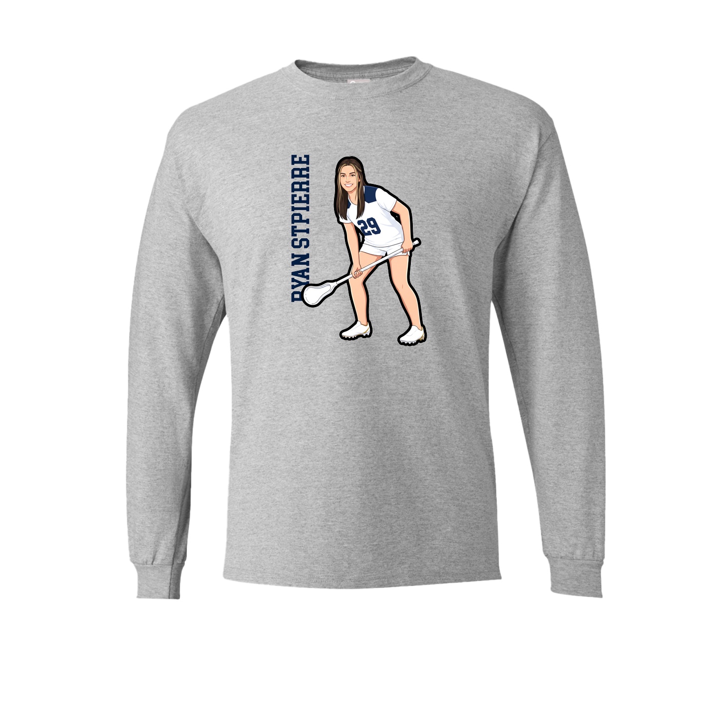 Long Sleeve Tee — Name Vertical in Grey
