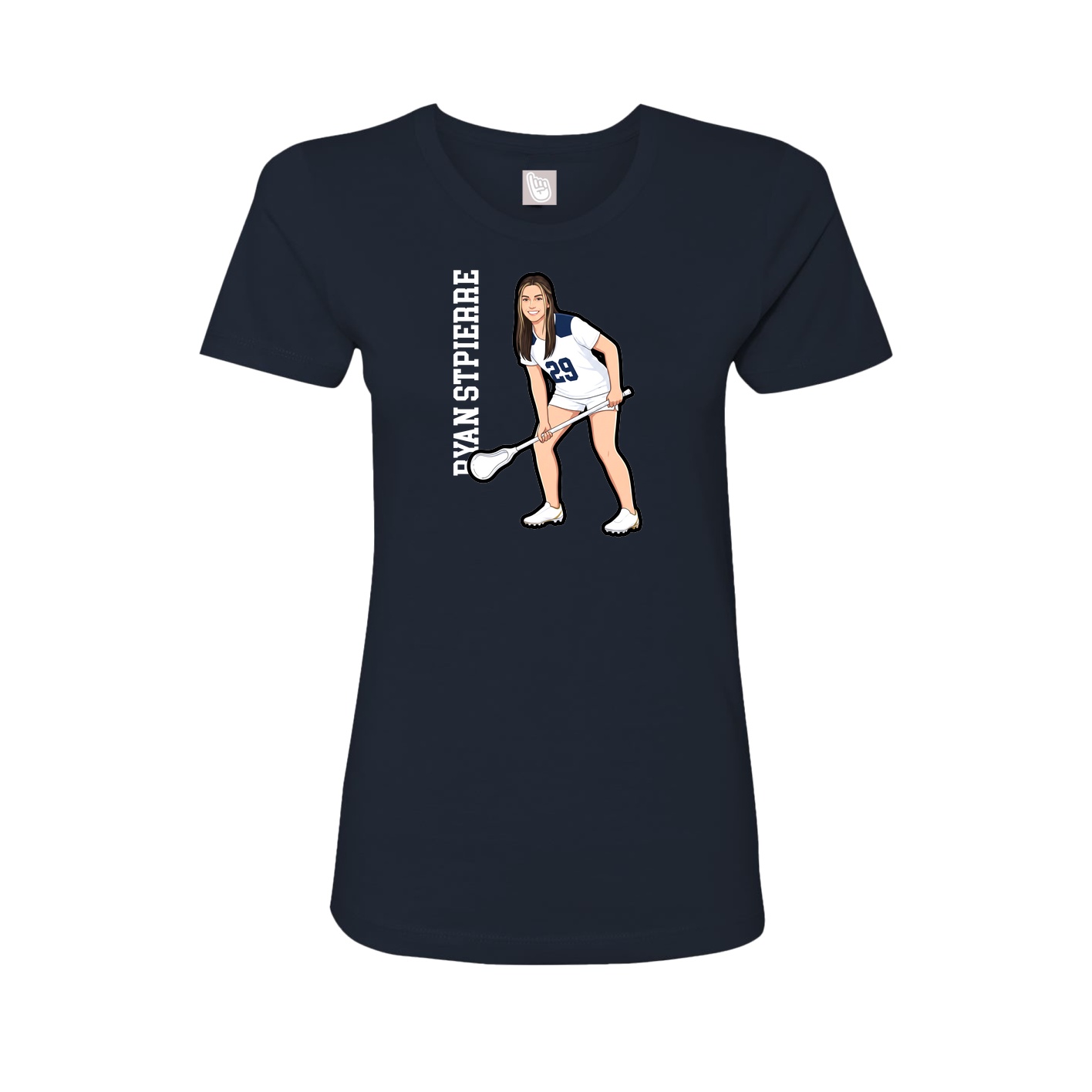 Fitted Women's Tee — Name Vertical in Navy