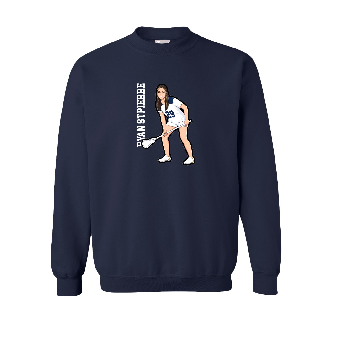 Fleece Crew — Name Vertical in Navy