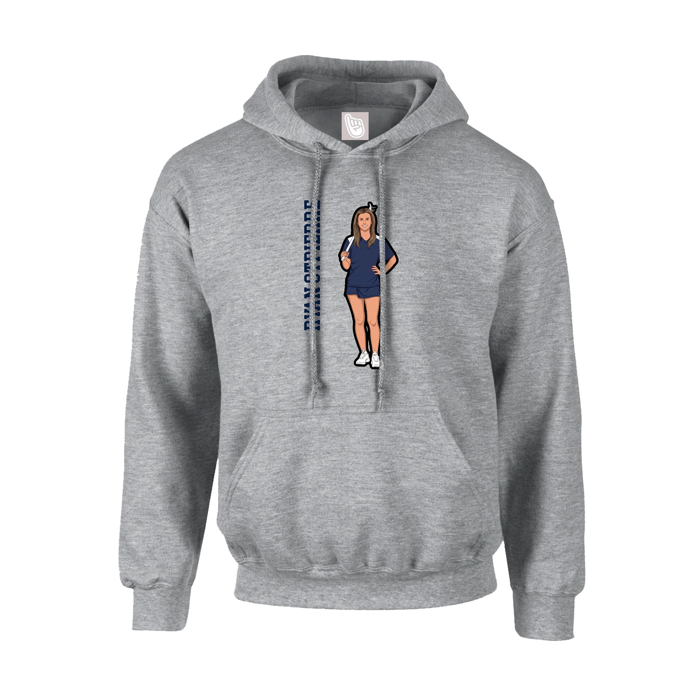 Hoodie — Name Vertical in Grey
