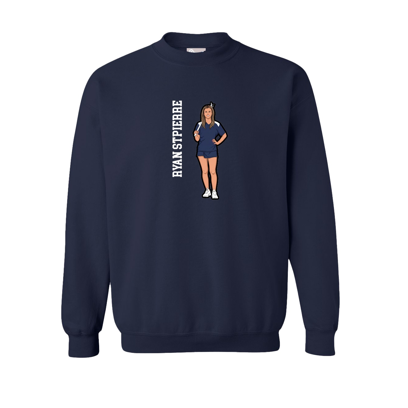 Fleece Crew — Name Vertical in Navy