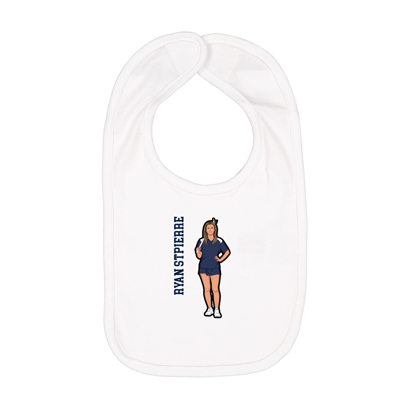 Infant Bib — Name Vertical in White