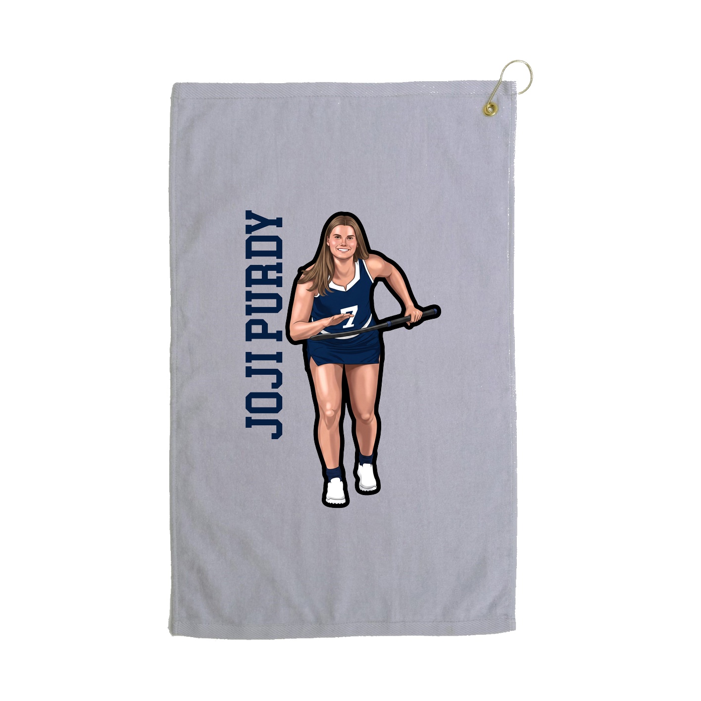 Golf Towel — Name Vertical in Grey