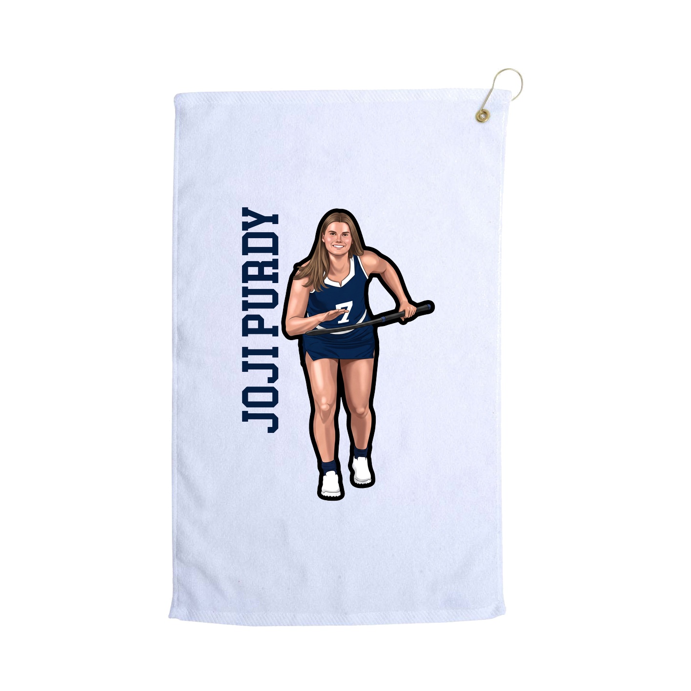 Golf Towel — Name Vertical in White