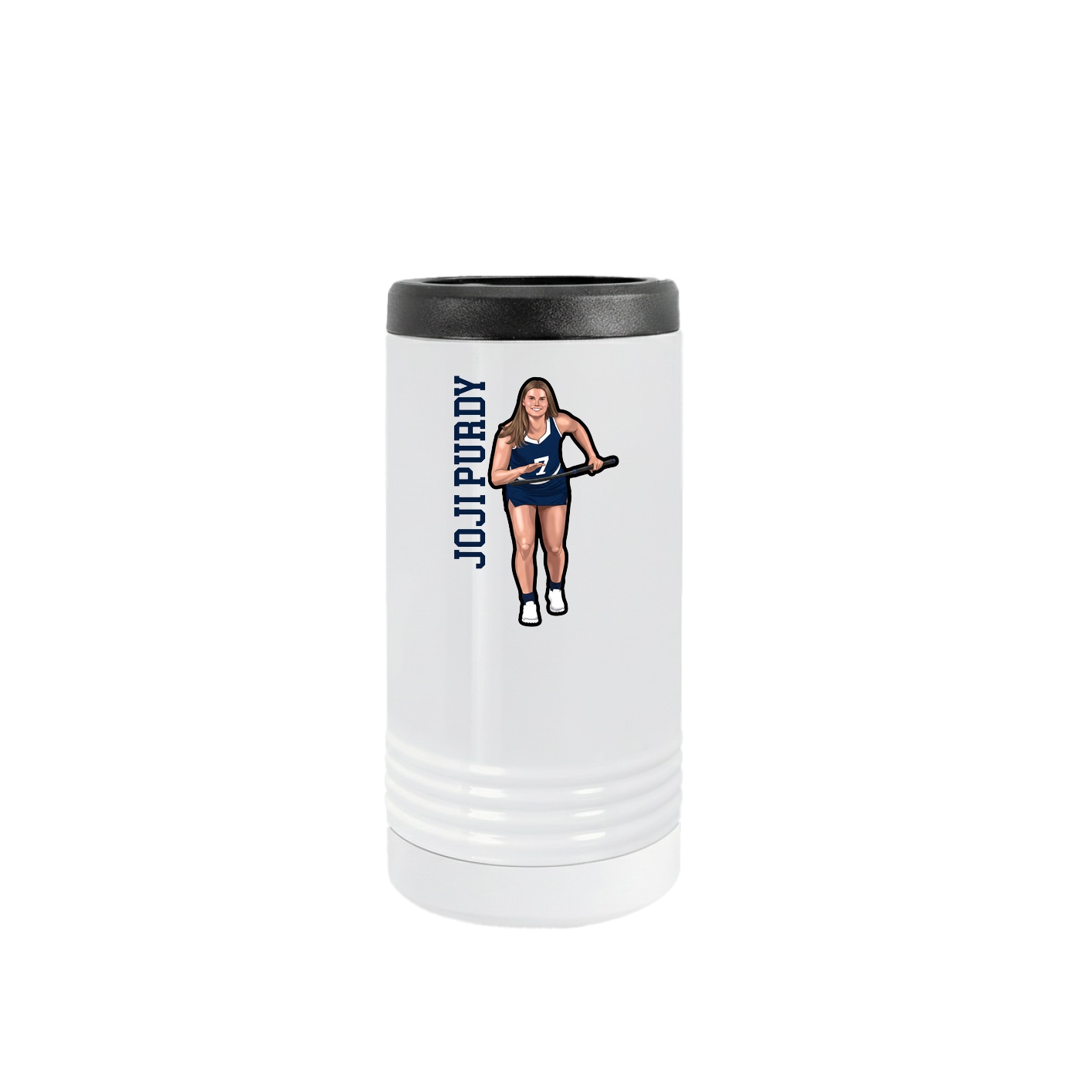 Slim Beverage Holder — Name Vertical in White