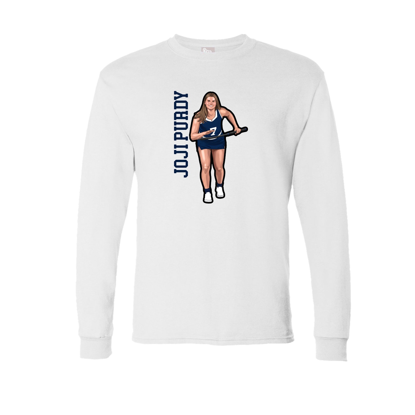 Long Sleeve Tee — Name Vertical in White