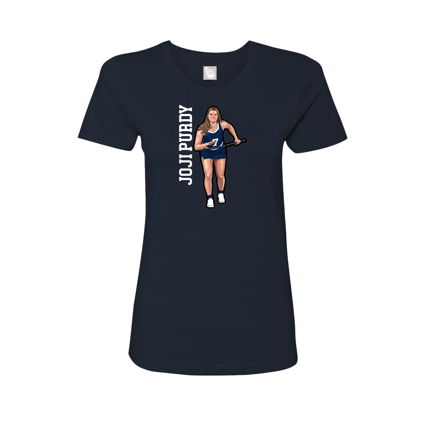 Fitted Women's Tee — Name Vertical in Navy