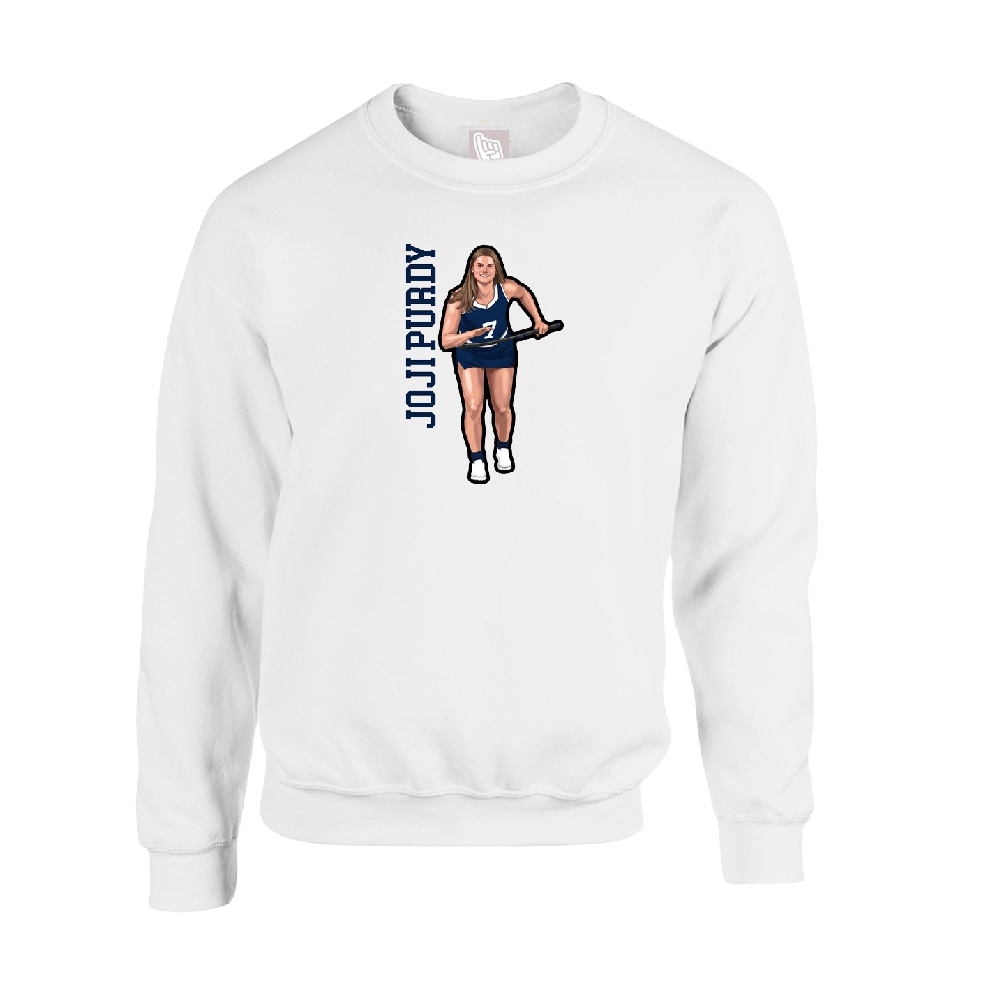 Fleece Crew — Name Vertical in White