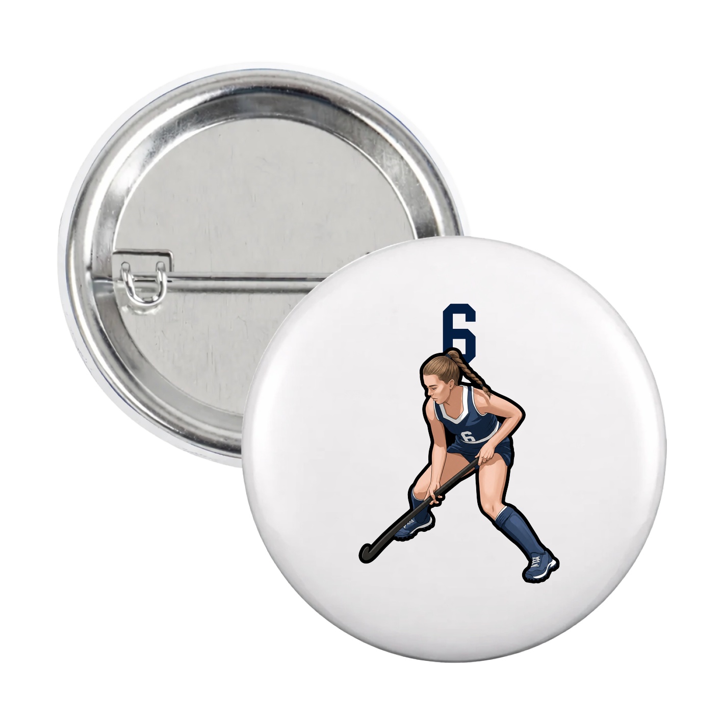 Game Day Button — Number Top in White
