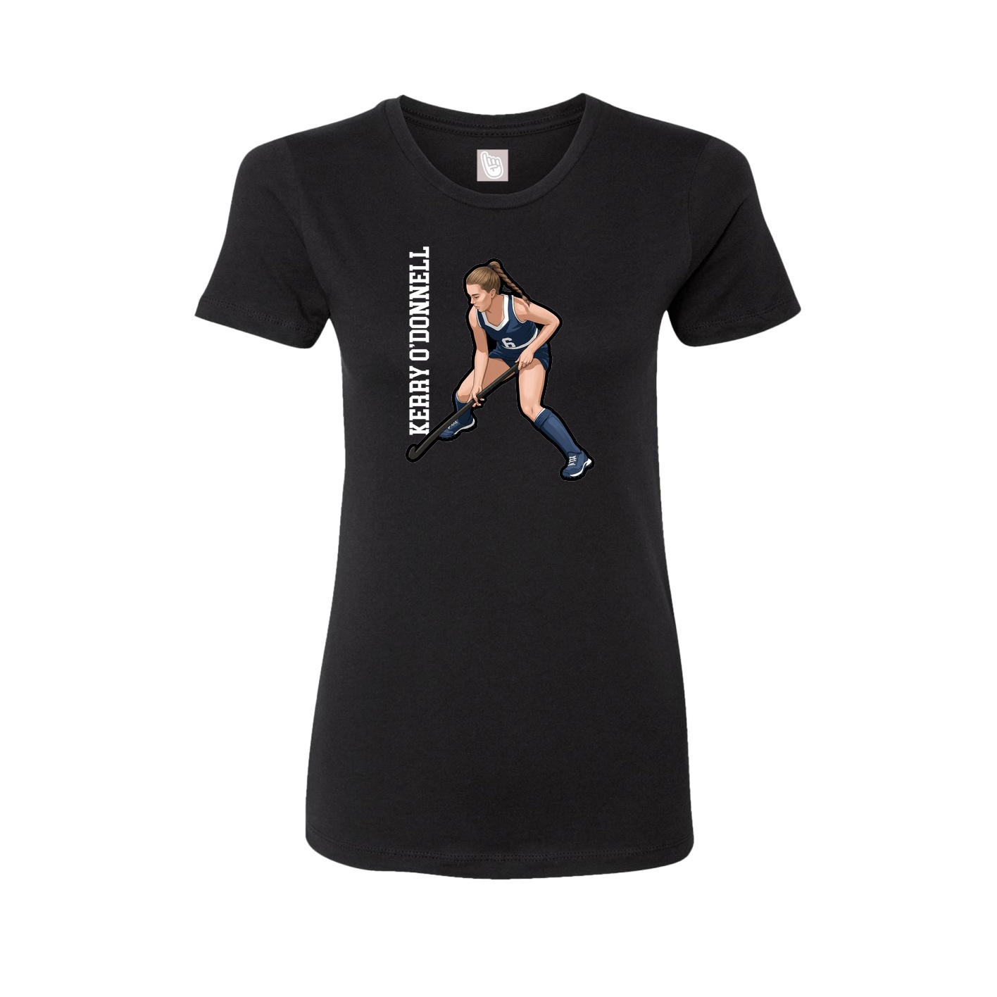 Fitted Women's Tee — Name Vertical in Black