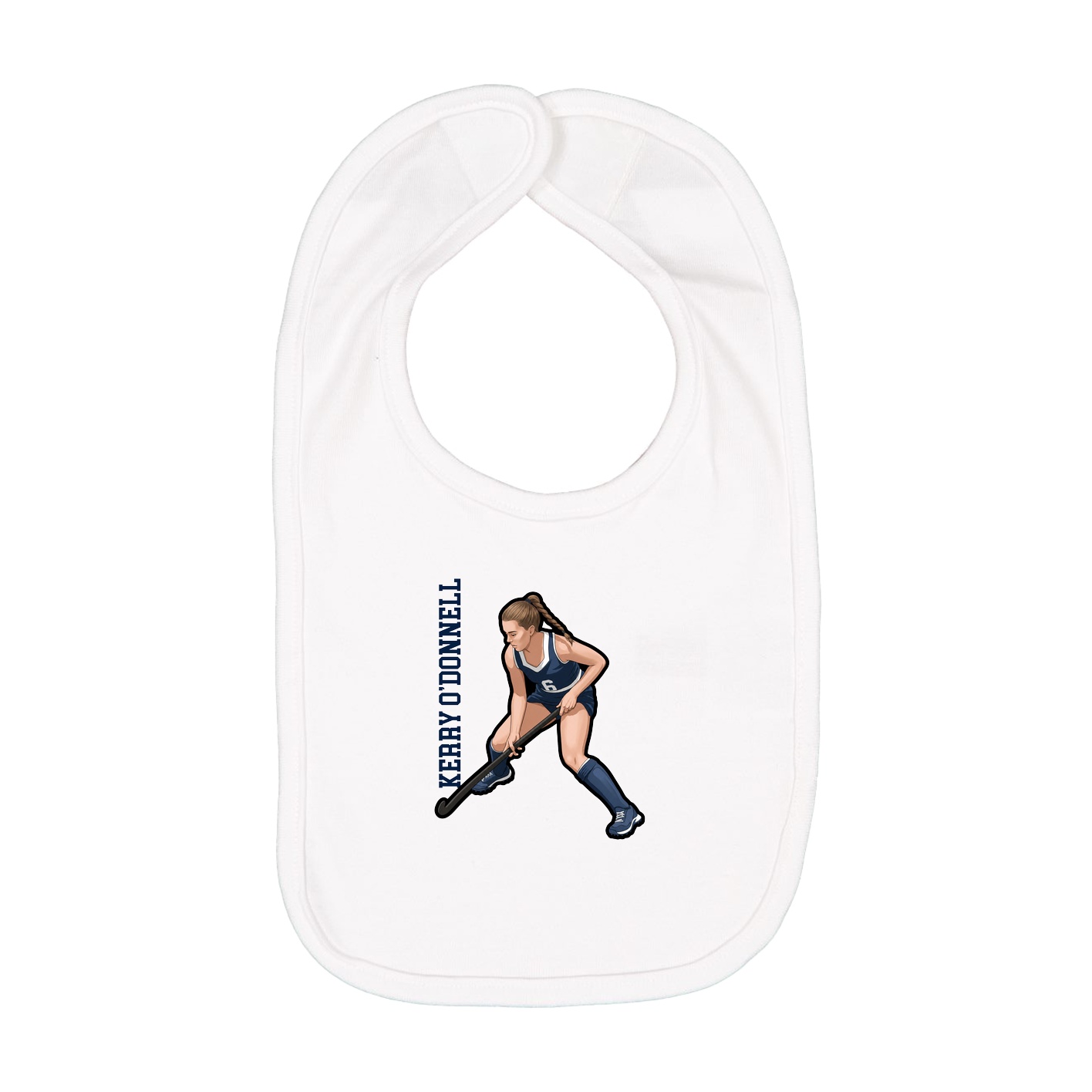 Infant Bib — Name Vertical in White
