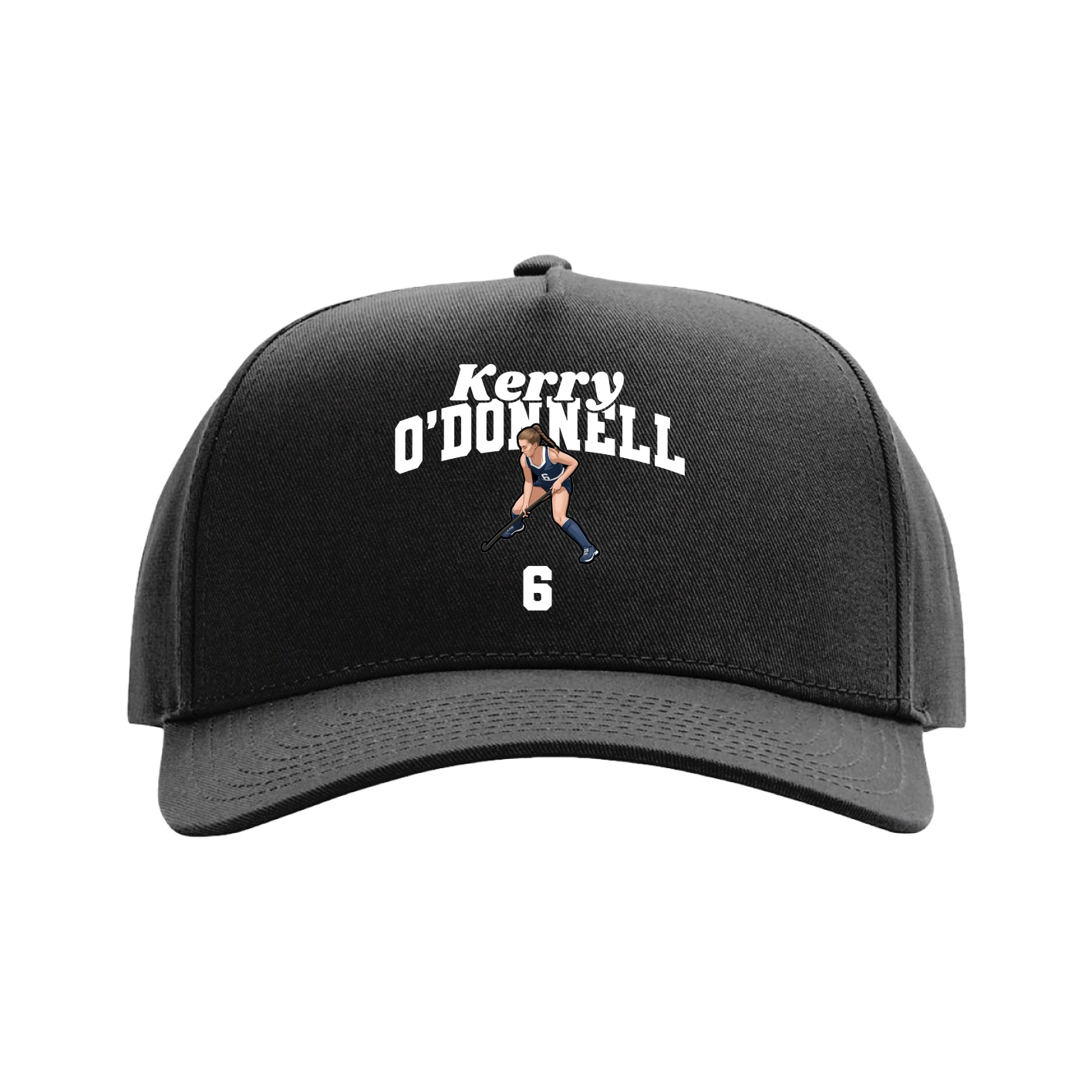 Full Fabric Five-Panel Champ Cap — Signature Arch in Black