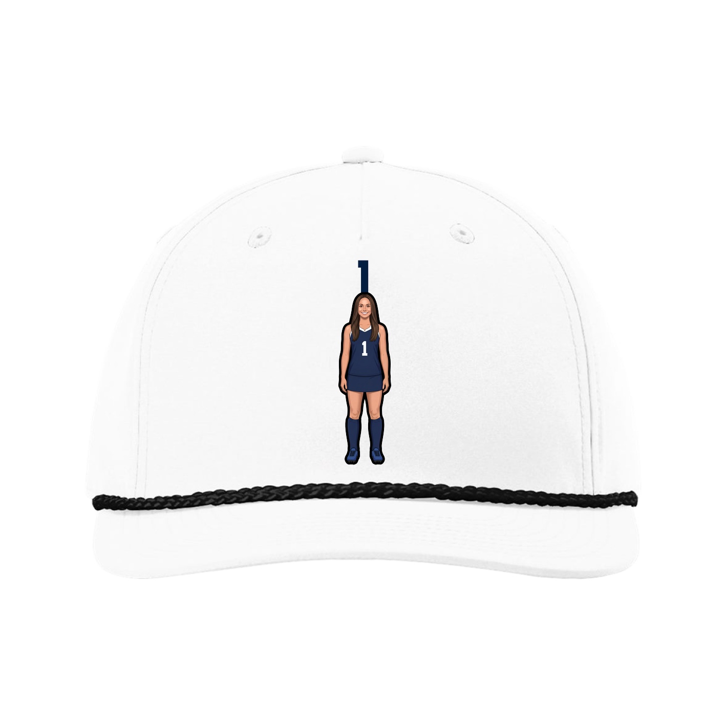 Five-Panel Classic Rope Cap — Number Top in White