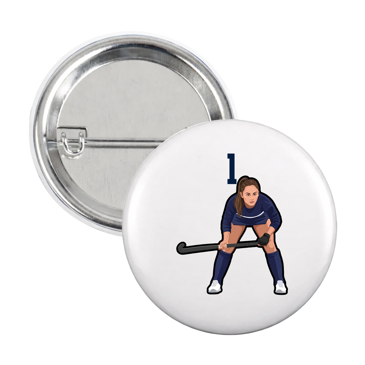 Game Day Button — Number Top in White