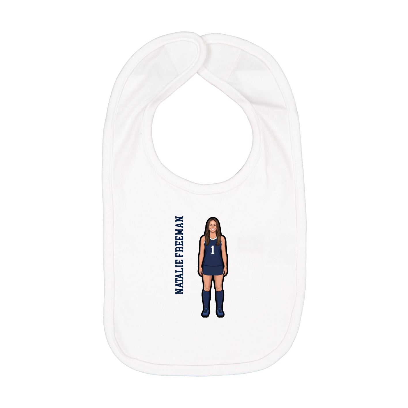 Infant Bib — Name Vertical in White