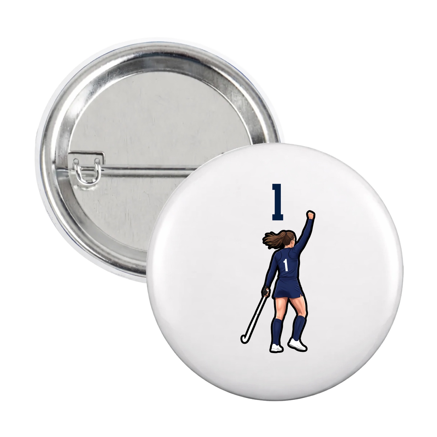 Game Day Button — Number Top in White