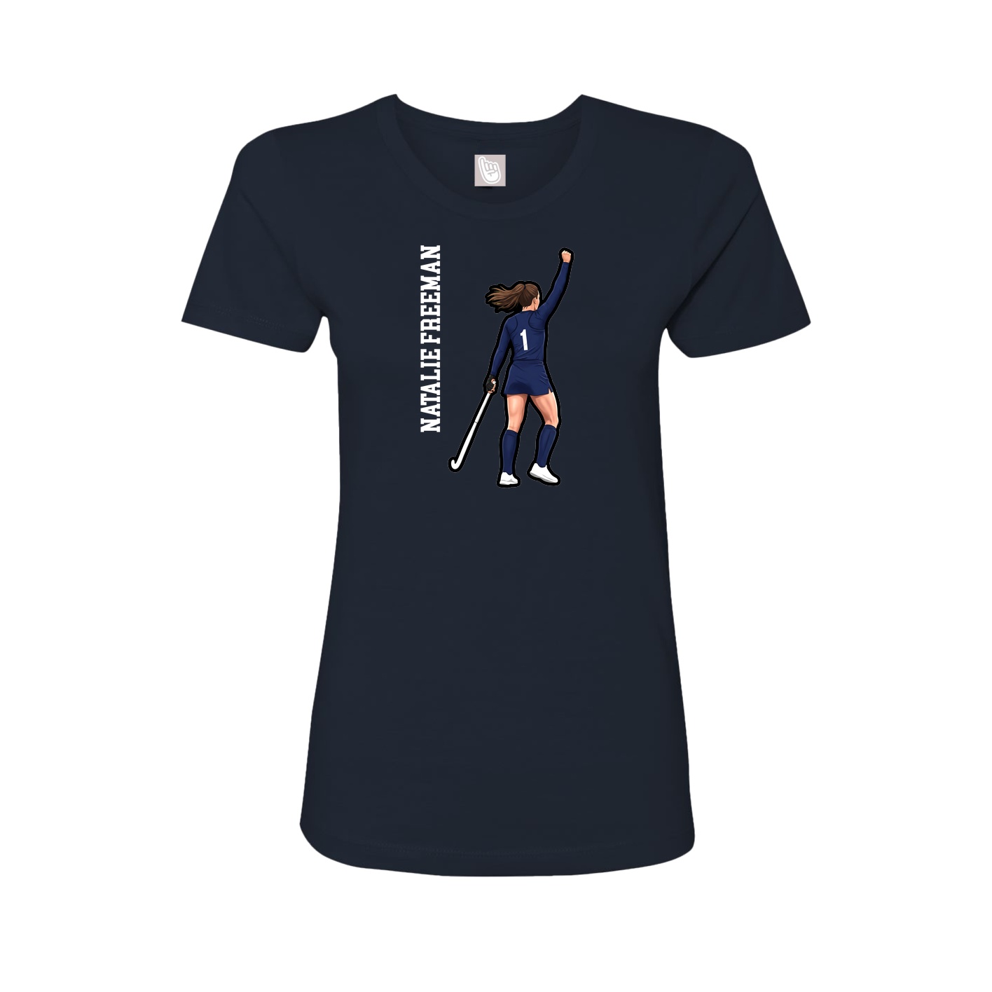 Fitted Women's Tee — Name Vertical in Navy