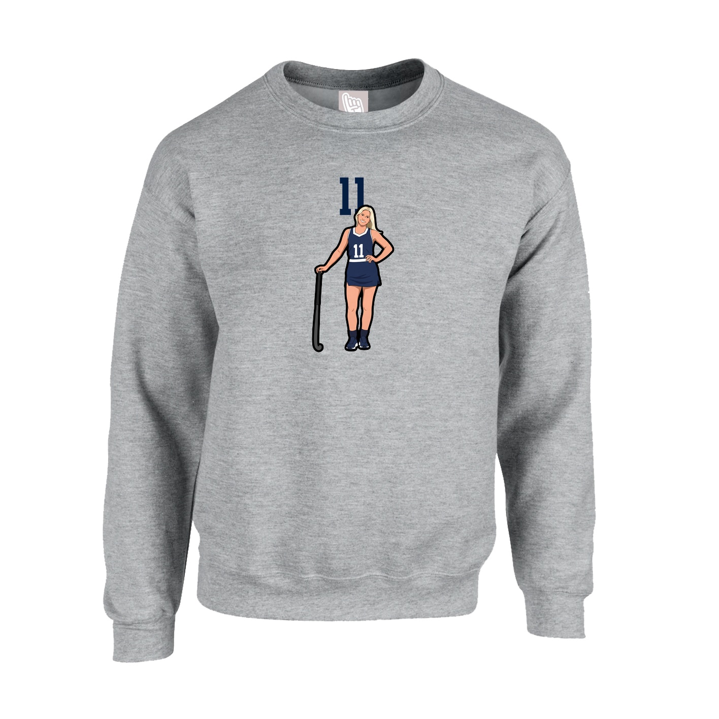 Fleece Crew — Number Top in Grey