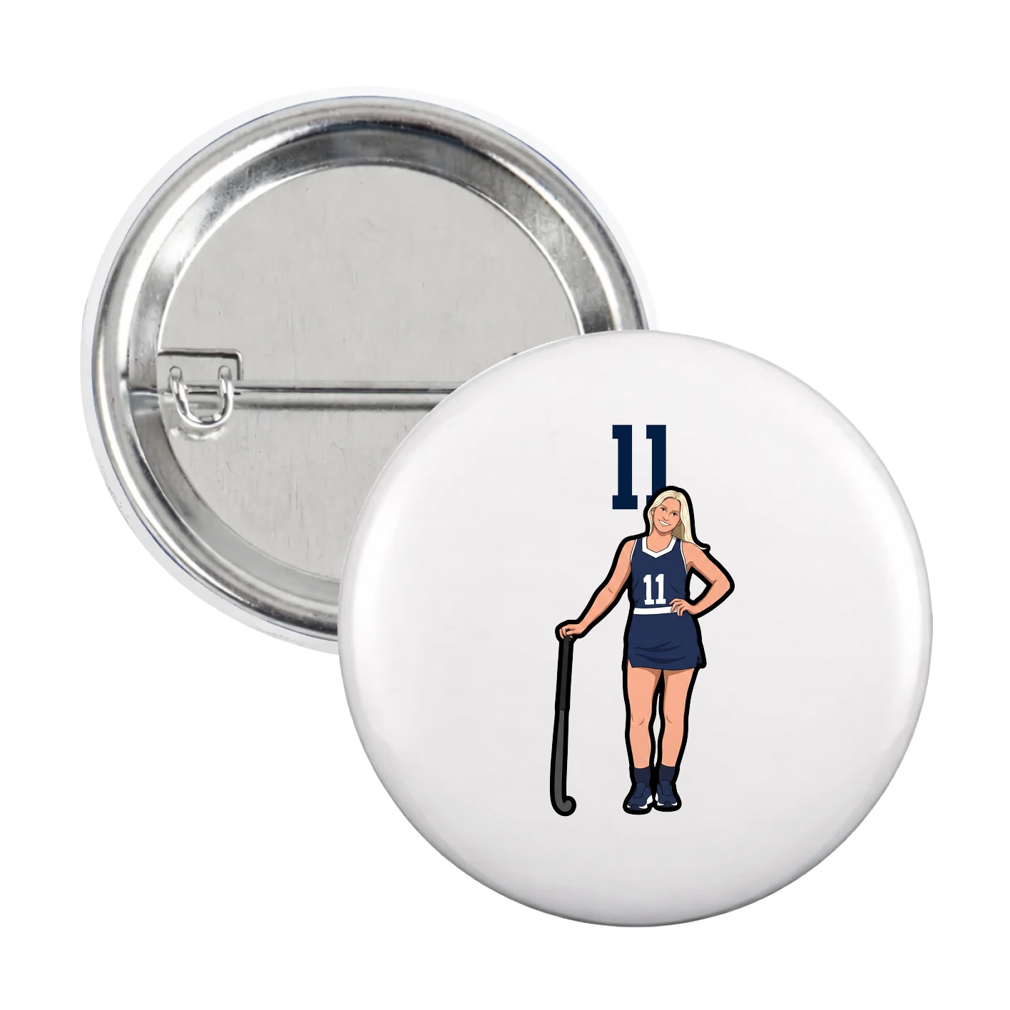 Game Day Button — Number Top in White