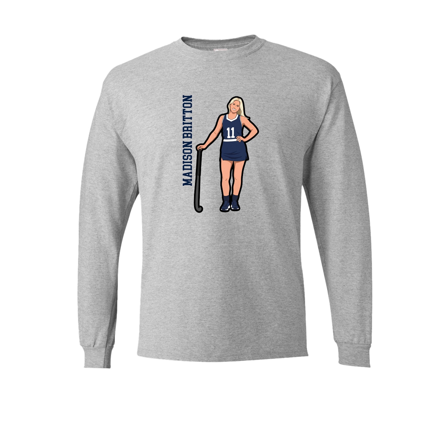 Long Sleeve Tee — Name Vertical in Grey