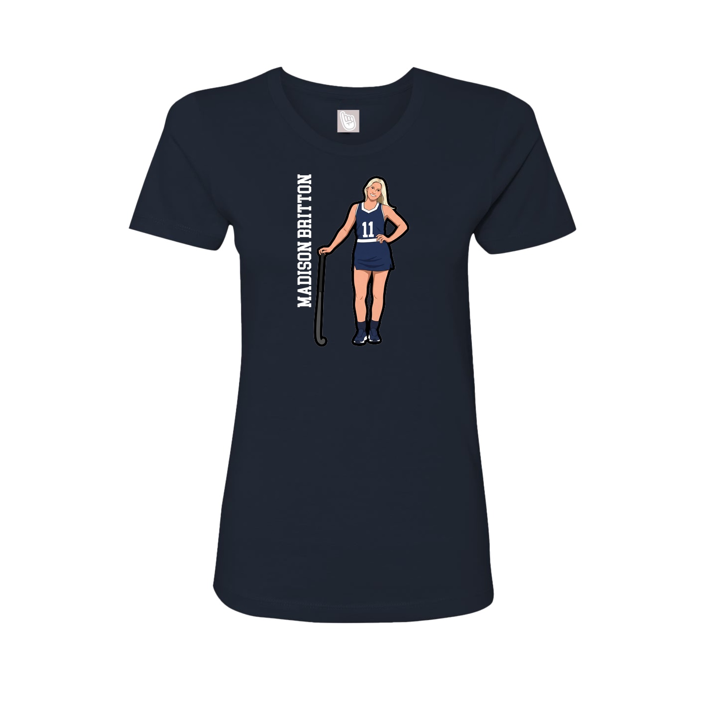 Fitted Women's Tee — Name Vertical in Navy