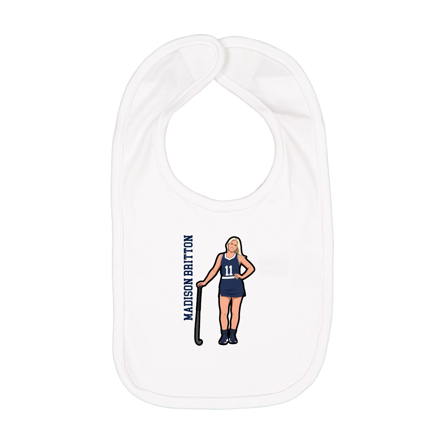 Infant Bib — Name Vertical in White