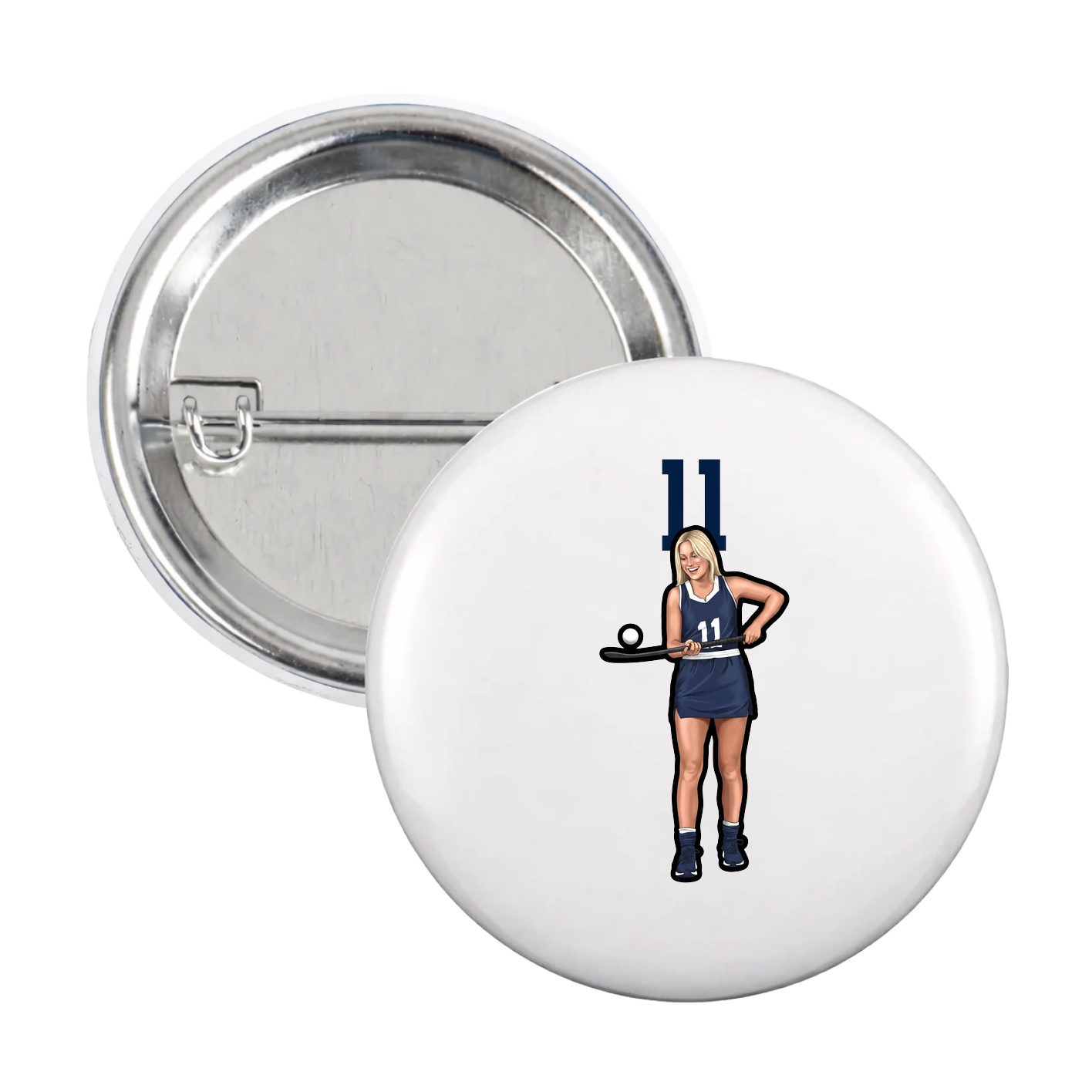 Game Day Button — Number Top in White