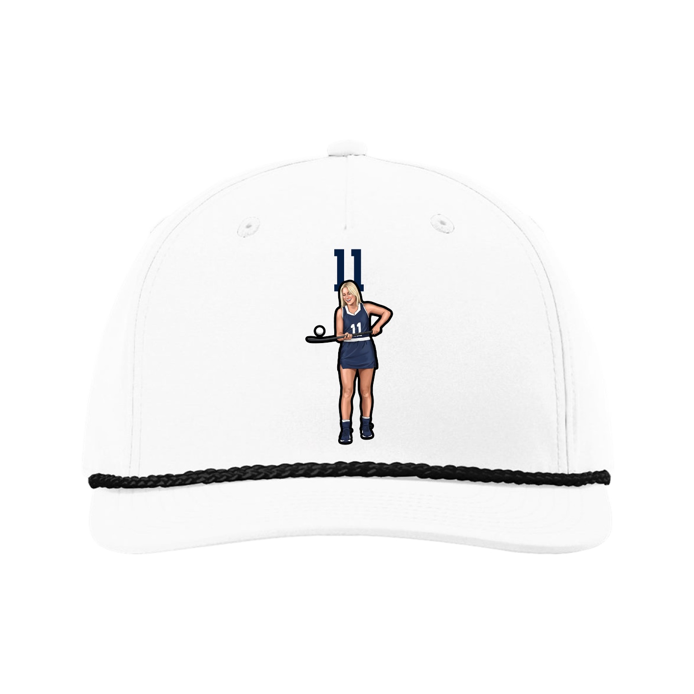 Five-Panel Classic Rope Cap — Number Top in White