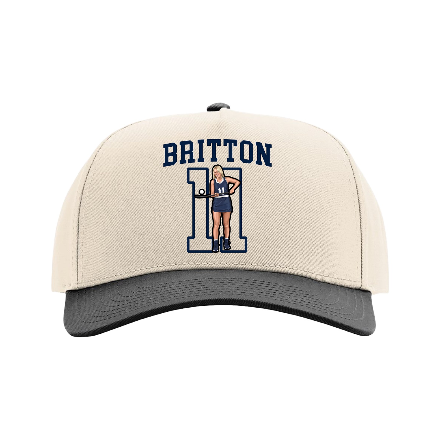 Full Fabric Five-Panel Champ Cap — Shirsey in Cream/Black