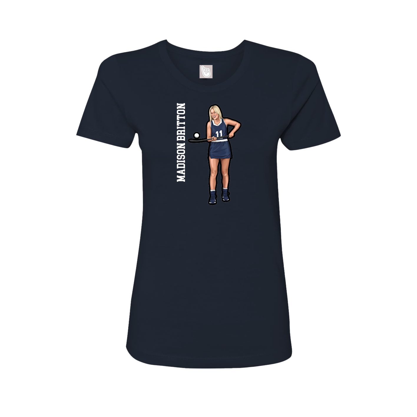 Womens Tee — Name Vertical in Navy