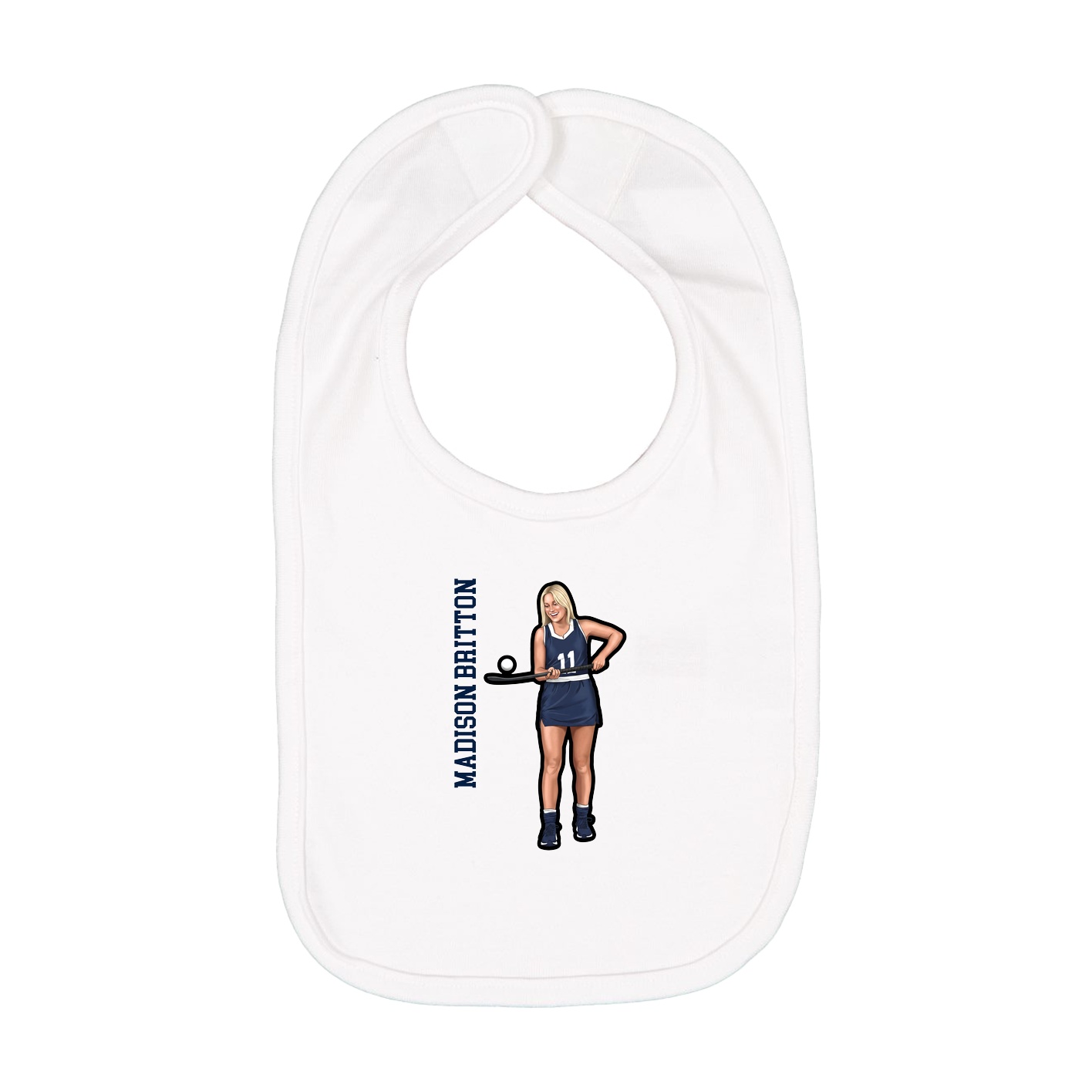 Infant Bib — Name Vertical in White