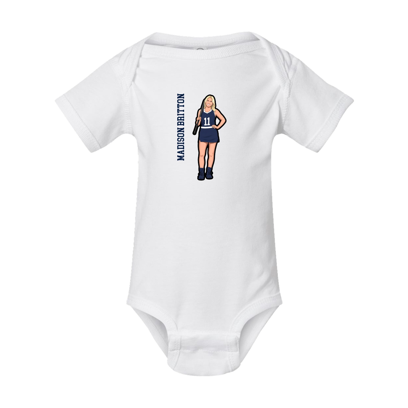 Baby Onesie — Name Vertical in White