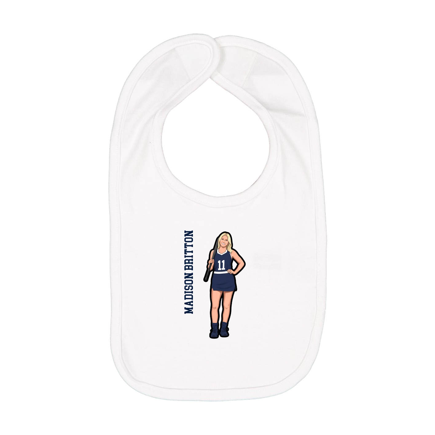 Infant Bib — Name Vertical in White