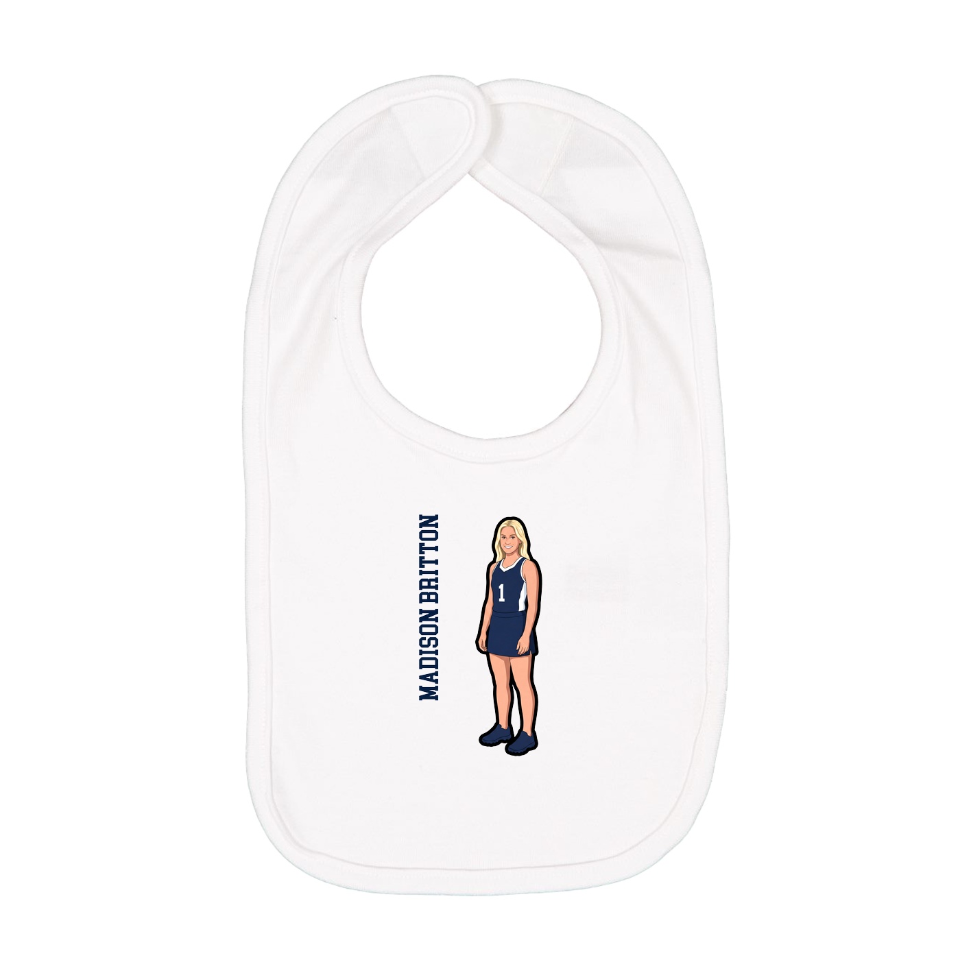 Infant Bib — Name Vertical in White