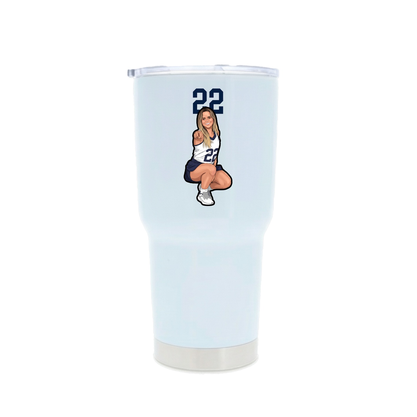 30oz Stainless Steel Tumbler — Number Top in White
