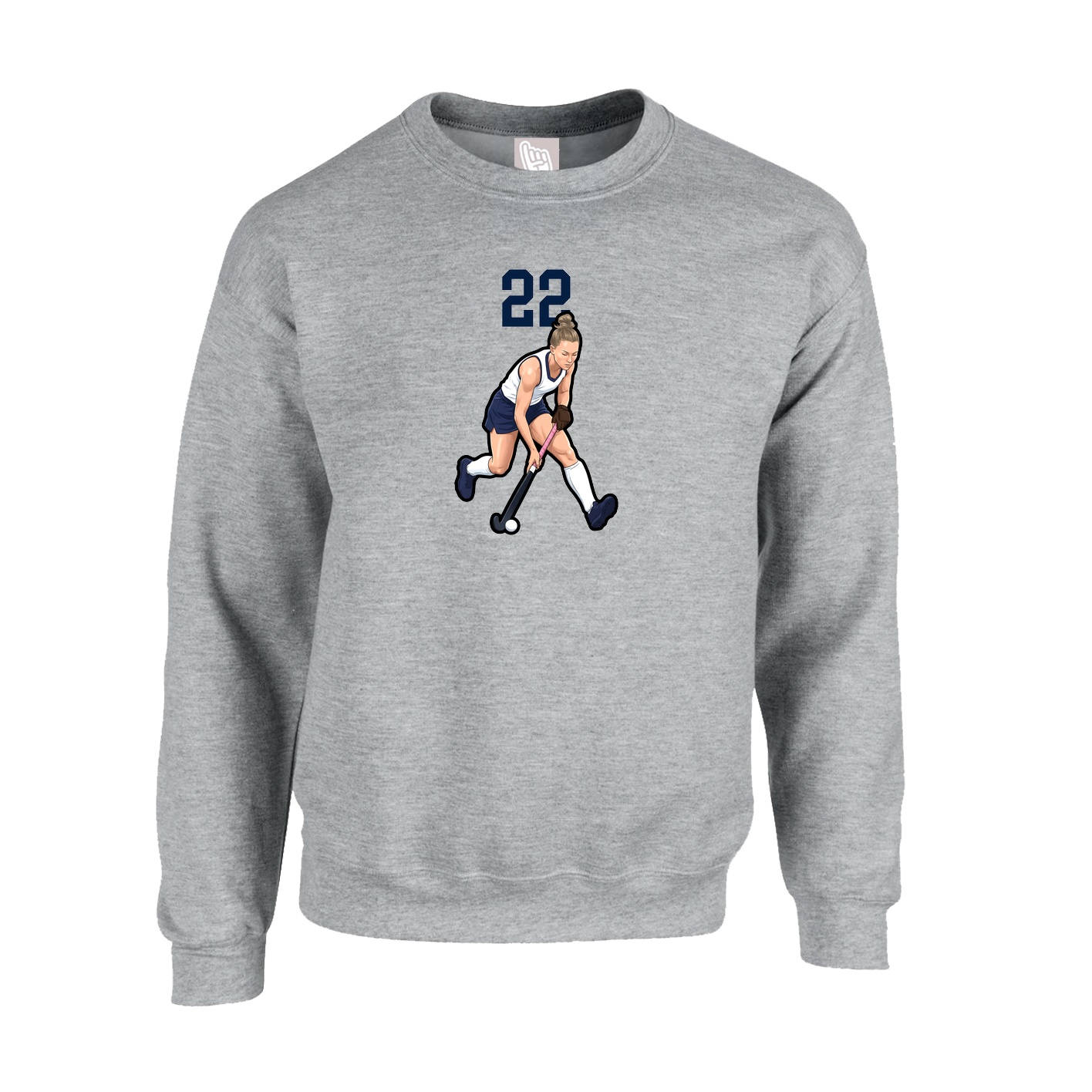 Fleece Crew — Number Top in Grey