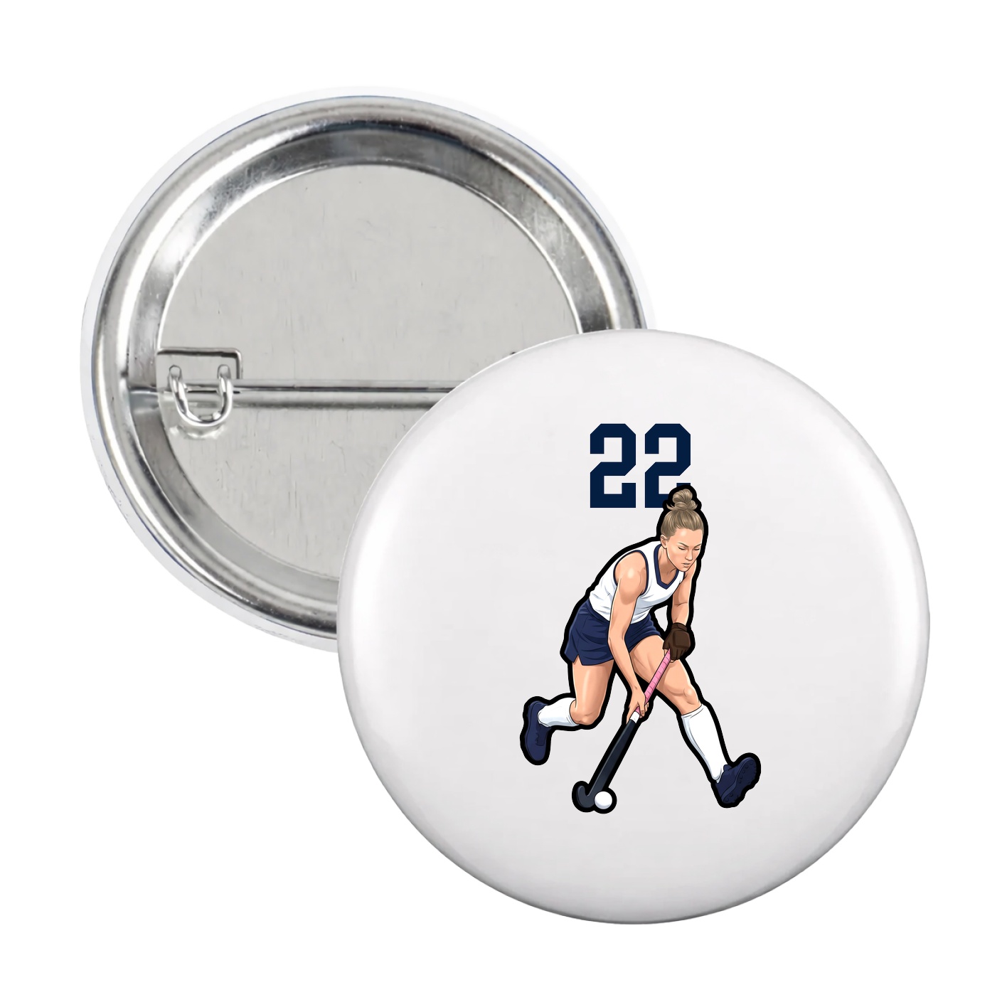 Game Day Button — Number Top in White