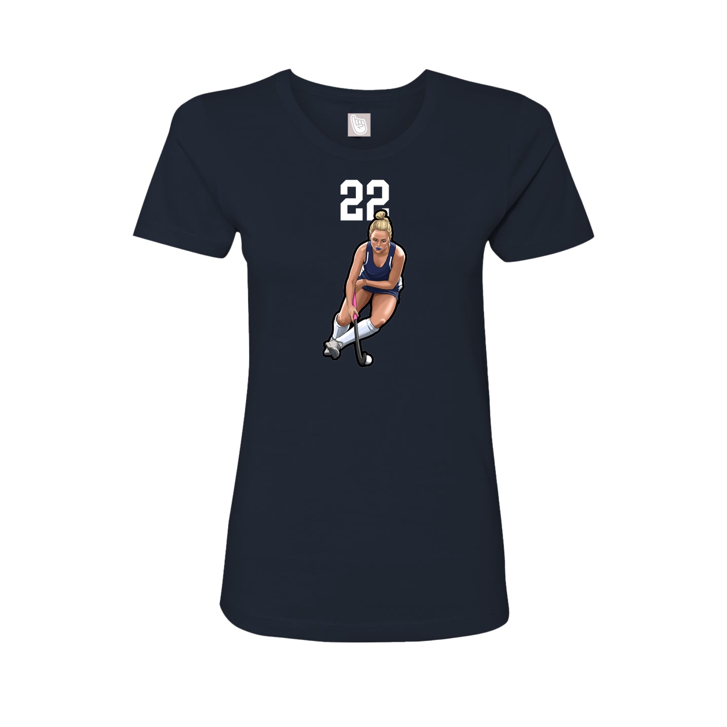Fitted Women's Tee — Number Top in Navy