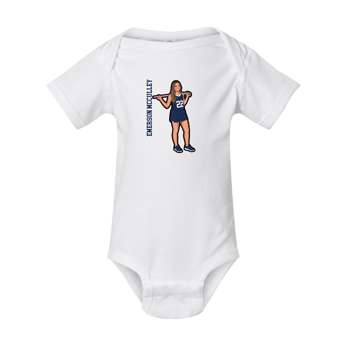 Baby Onesie — Name Vertical in White