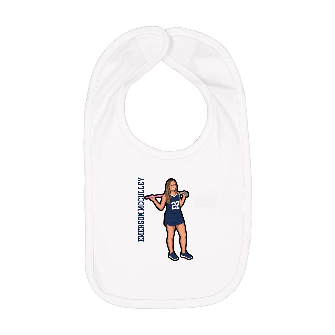 Infant Bib — Name Vertical in White