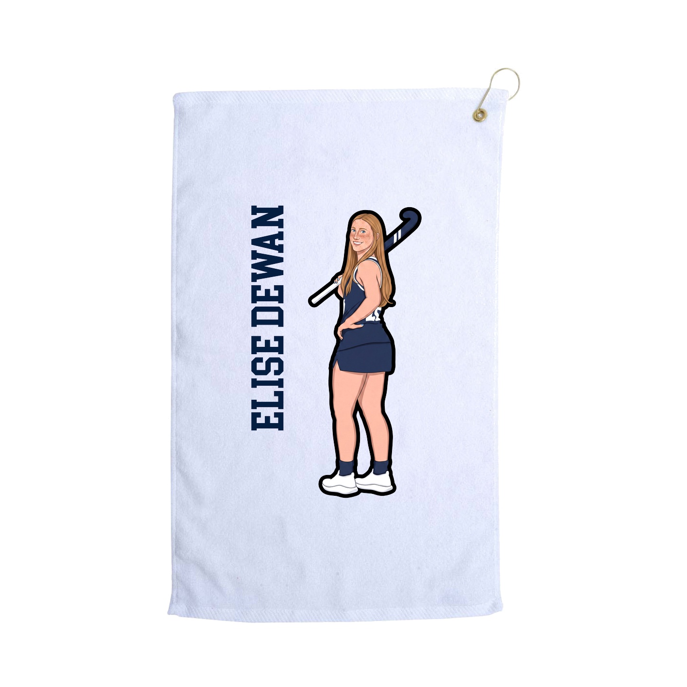 Golf Towel — Name Vertical in White