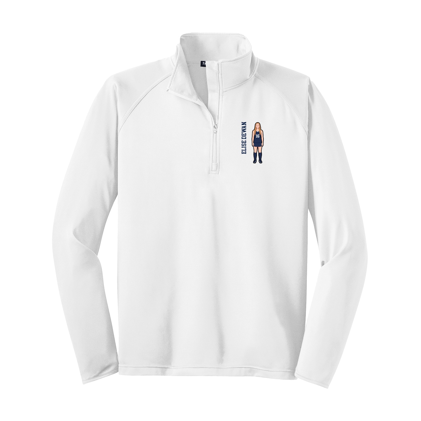 Q-Zip Pullover — Name Vertical in White