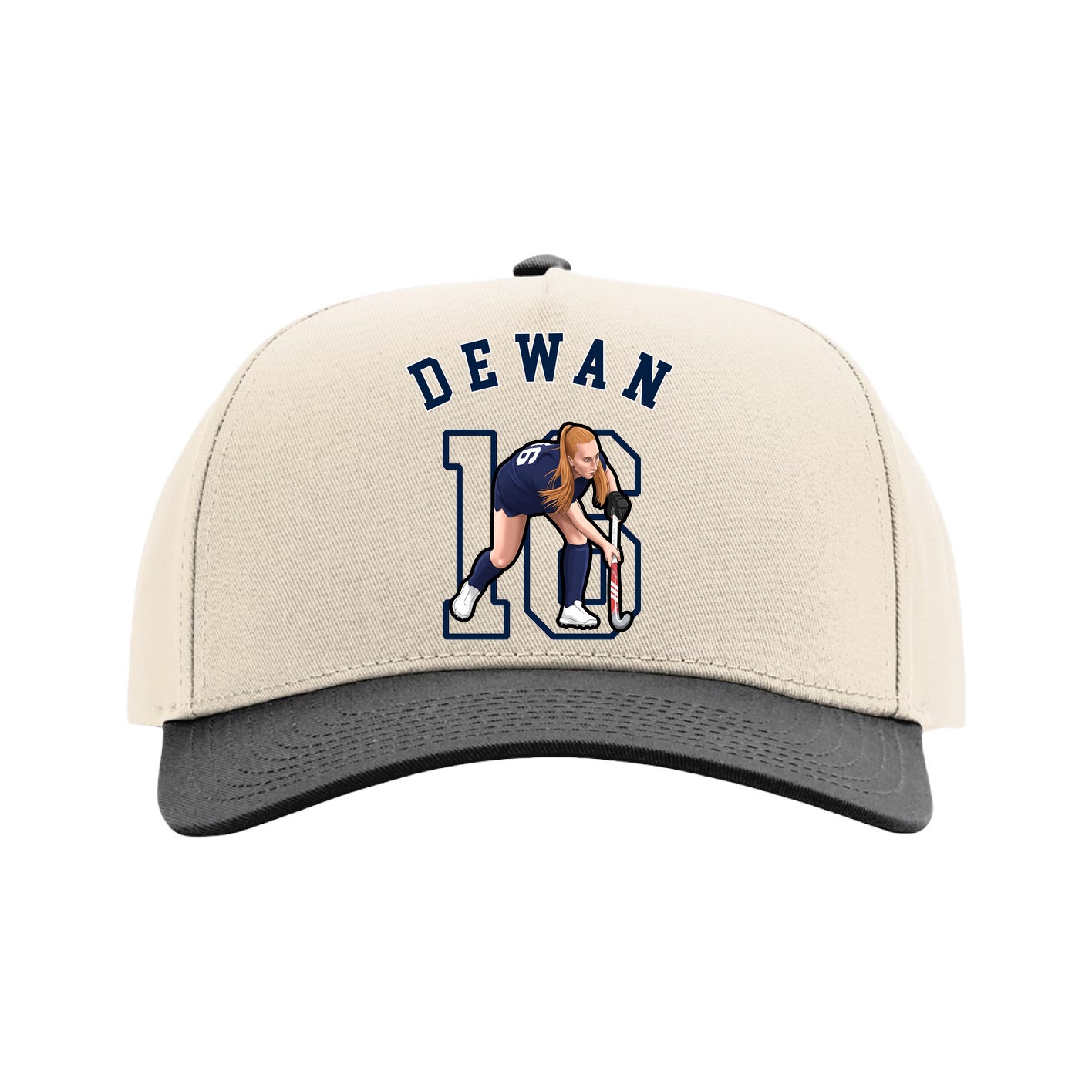 Full Fabric Five-Panel Champ Cap — Shirsey Arch in Cream/Black