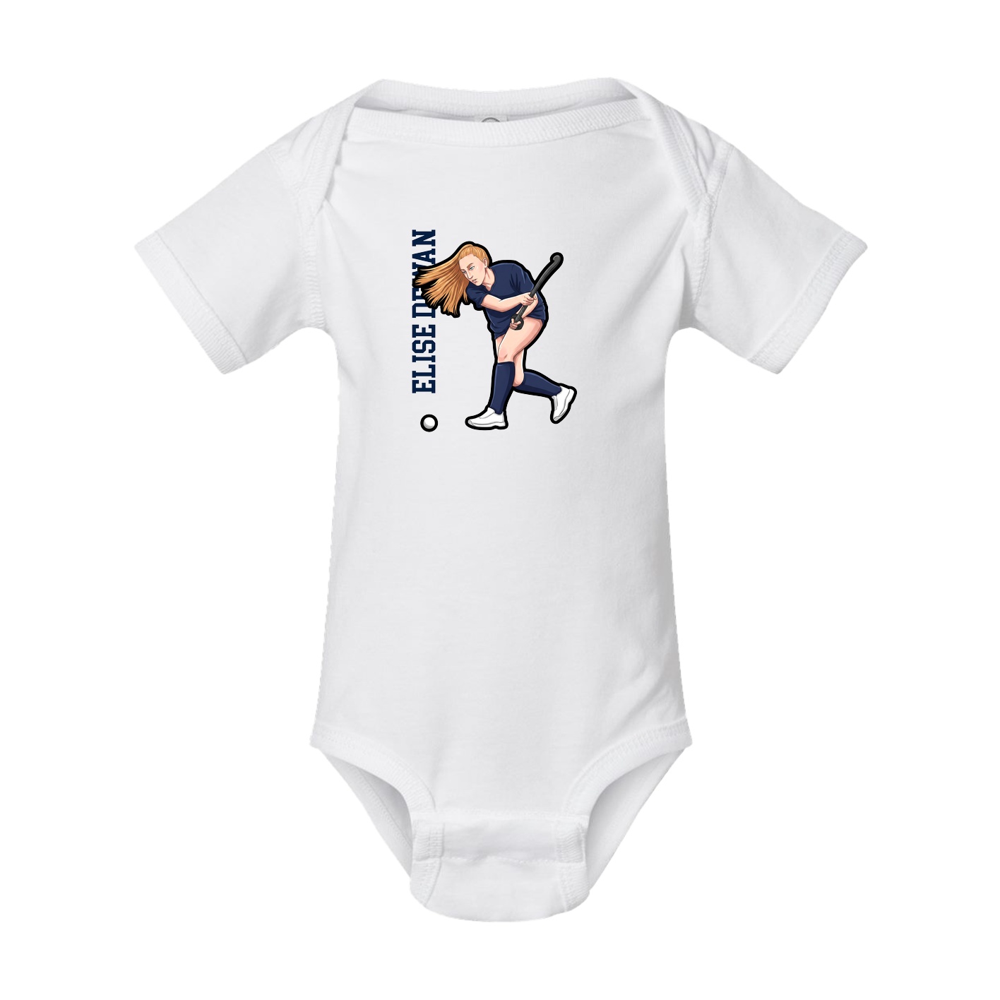 Baby Onesie — Name Vertical in White