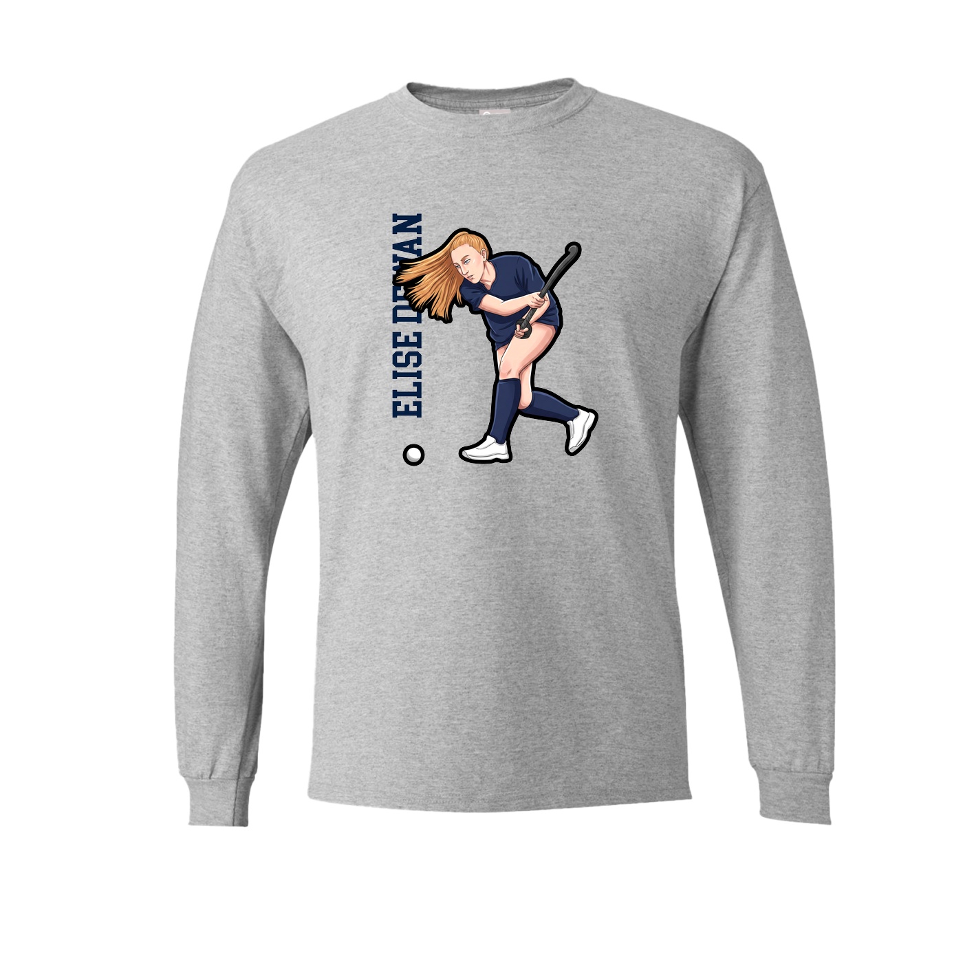 Long Sleeve Tee — Name Vertical in Grey